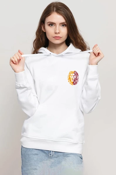 Sarı Kırmızı Aslan Beyaz Kadın 3ip Kapşonlu Sweatshirt ürün görseli 1