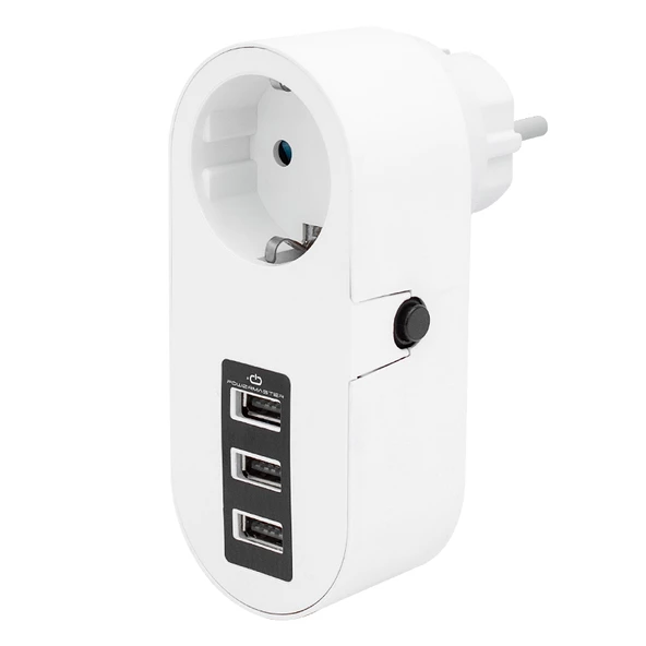 POWERMASTER PM-4913 10 AMPER - 2500 WATT 3 USBLİ TEKLİ TERMAL AKIM KORUMALI PRİZ