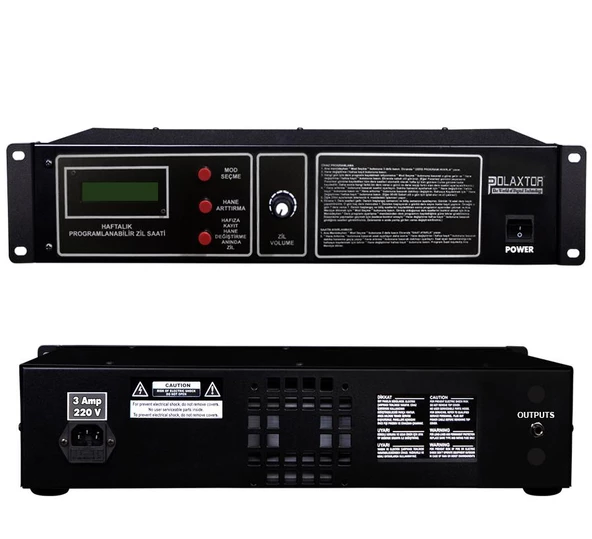 OKUL ZİL SAATİ 23 MELODİ HAFTALIK PROGRAMLAMA RACK TİPİ YERLİ POLAXTOR