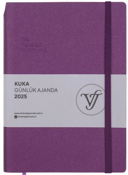 VJ AJANDA 2025 GÜNLÜK A5 KUKA IVORY 80 GR RENKLİ KENAR LASTİKLİ MOR 416 SF. 124-1464 - 1 ADET