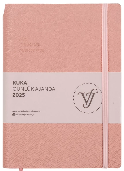 VJ AJANDA 2025 GÜNLÜK A5 KUKA IVORY 80 GR RENKLİ KENAR LASTİKLİ KİRLİ PEMBE 416 SF. 124-1465 - 1 ADET