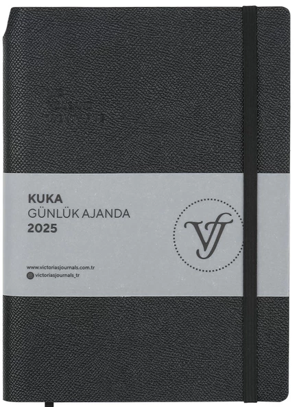 VJ AJANDA 2025 GÜNLÜK A5 KUKA IVORY 80 GR RENKLİ KENAR LASTİKLİ SİYAH 416 SF. 124-1459 - 1 ADET