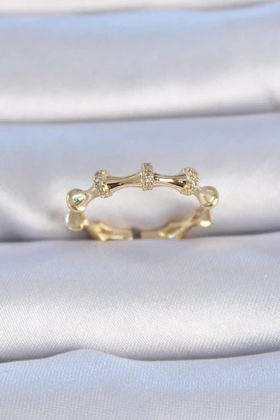 Pirinç Gold Renk Zirkon Taşlı Kadın Yüzük ürün görseli 1