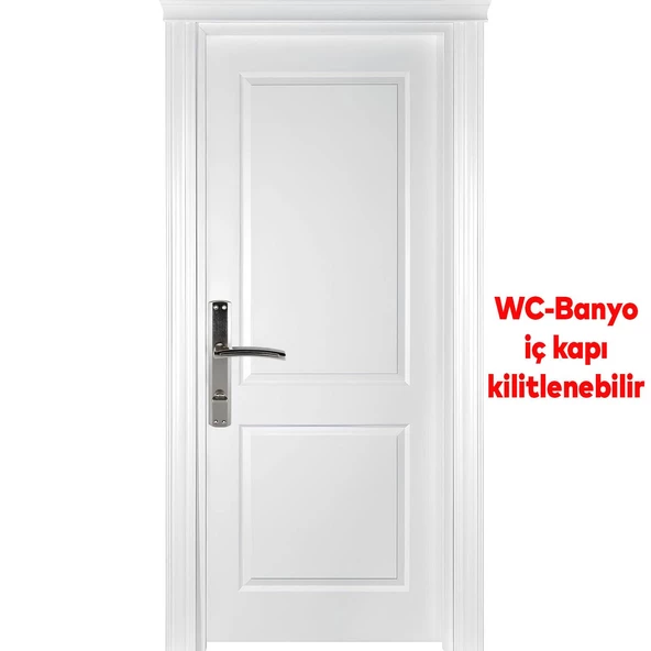 Armoni WC Banyo Kapı Kolu Nikel İnox Aynalı Sağa Sola Uygun İç Dış Wc Kapısı Kilitlenebilir 1 Takım - Resim 3