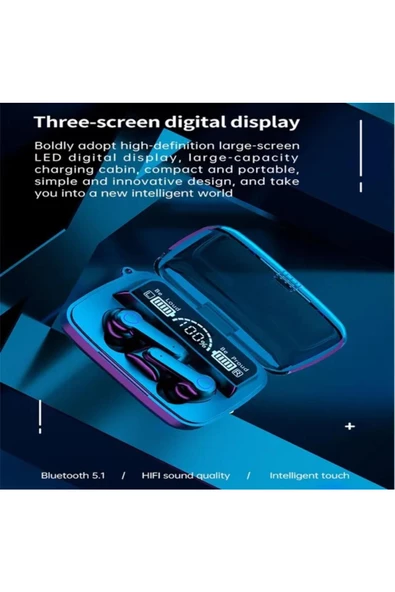 M19  Bt5.1 Kablosuz Kulaklık 3d Dokunmatik Kontrol Led Dijital Ekran M19 - 2