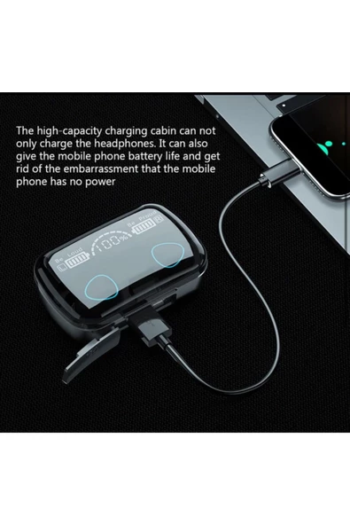M10 Bluetooth Kulaklık Ipx7 Suya Dayanıklı 9d-1200 Mah Powerbank Aktif Gürültü Önleyici - 3