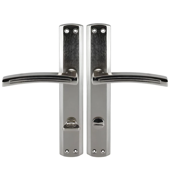 Armoni WC Banyo Kapı Kolu Nikel İnox Aynalı Sağa Sola Uygun İç Dış Wc Kapısı Kilitlenebilir 1 Takım - Resim 8