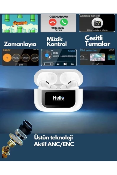Air Pro 2 Anc Dokunmatik Ekranlı Bluetooth Kulaklık İos Android Tüm Telefonlara Uyumlu - 2
