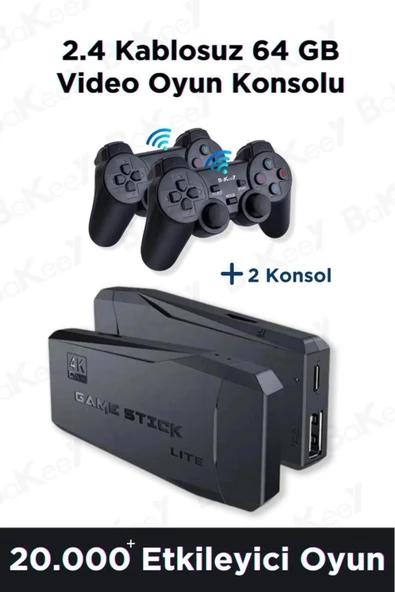 ATARİ  4khd Retro Game Stick 90 Lı Yıllar Atari Makinası Oyunları 20000 Oyunlu Konsolu - 3