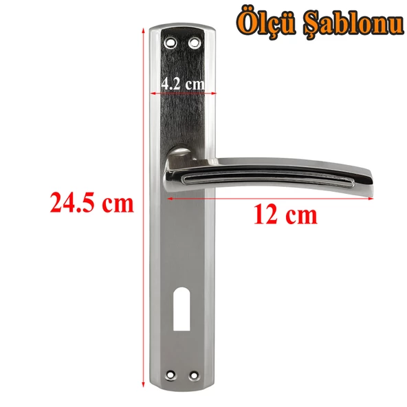 Armoni Oda Kapı Kolu Nikel İnox Aynalı Sağa Sola Uygun Ön Arka Oda Kapısı 1 Takım - Resim 2