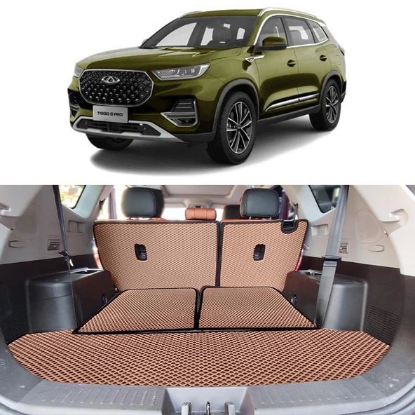 Bod Chery Tiggo 8 Pro Max 3D Havuzlu Paspas ve Bagaj Havuzu Seti 2024-Sonrası Kahve 11 Parça - 4