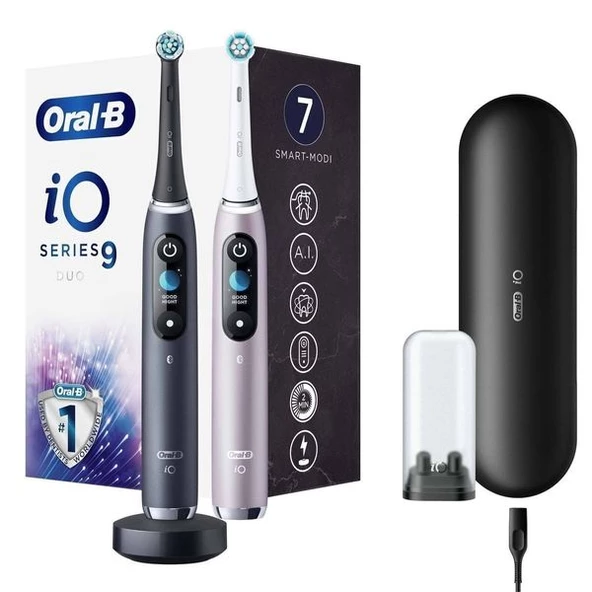 Oral-B iO 9 Siyah/Pembe 2'li Şarjlı Diş Fırçası Seti