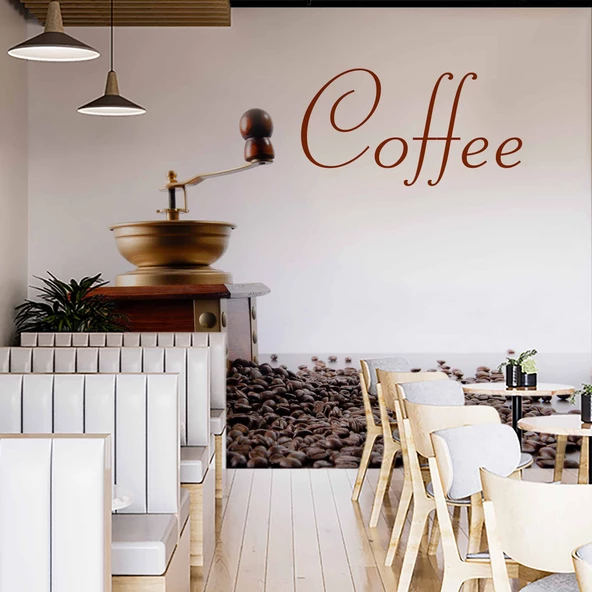 Kahve Makinalı Cafe Duvar Kağıdı Baskı - 2