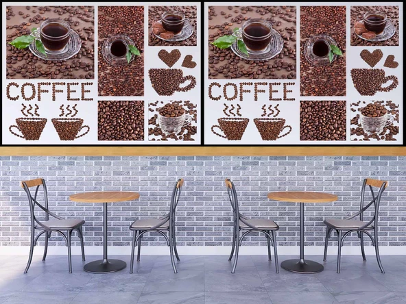 Kahveli Cafe Duvar Kağıdı Baskı - Resim 4