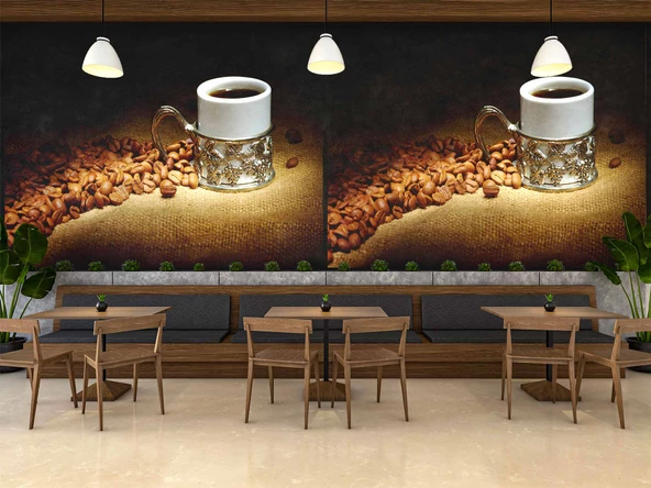 Fincanda Kahve Cafe Duvar Kağıdı Baskı - 3