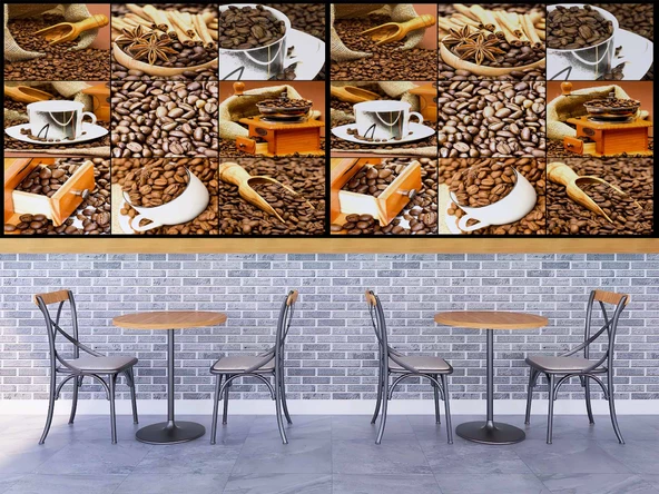 Kahve Çekirdeği Cafe Duvar Kağıdı Baskı - 4
