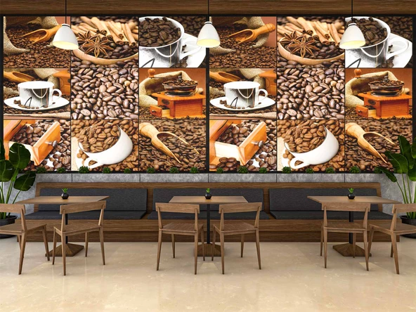 Kahve Çekirdeği Cafe Duvar Kağıdı Baskı - 3