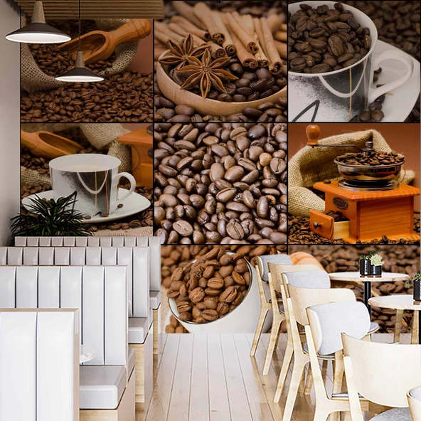 Kahve Çekirdeği Cafe Duvar Kağıdı Baskı - 2