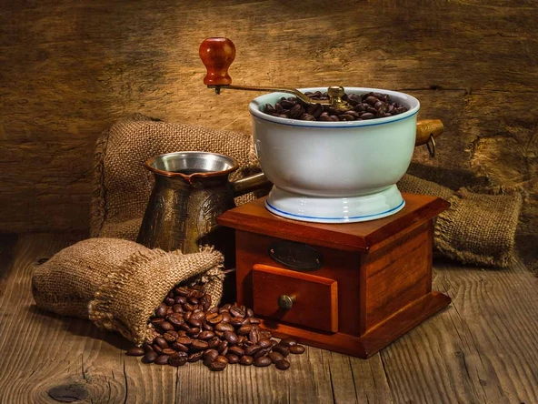 Kahve Öğütme Makineli Cafe Duvar Kağıdı Baskı - 5