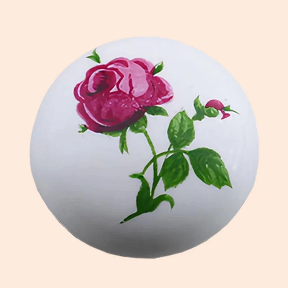 Pembe Gül Desenli Beyaz Polimer Düğme Kulp Mantar Mobilya Mutfak Dolabı Çekmece Kulbu Kulpları - 5