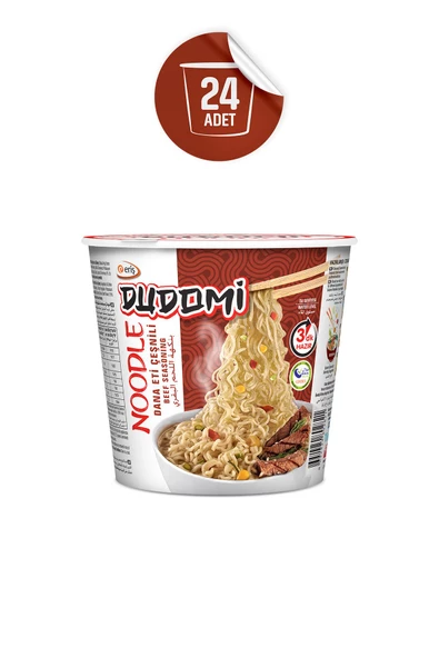 DUDOMİ 24'lü Dana Eti Çeşnili Noodle Bardak 60 Gr