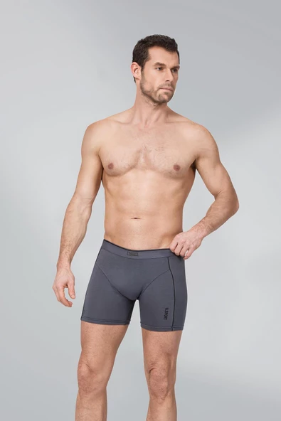 Namaldı Erkek Modal Likralı Biyeli Boxer 197 - 3 Adet  M Füme