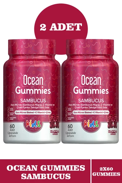 Ocean Gummies Sambucus 60 Adet Çiğnenebilir Jel Form 2 Adet ürün görseli 1