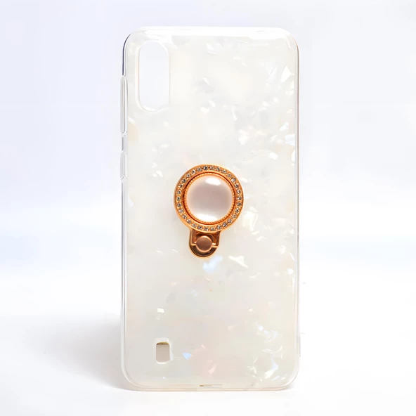 Galaxy A10 Kılıf Parlak Mermer Desenli Yüzüklü Vista Silikon Kılıf - 3