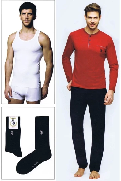 Us Polo 17394 Erkek Uzun Kol Pijama Çeyiz Takımı - 2