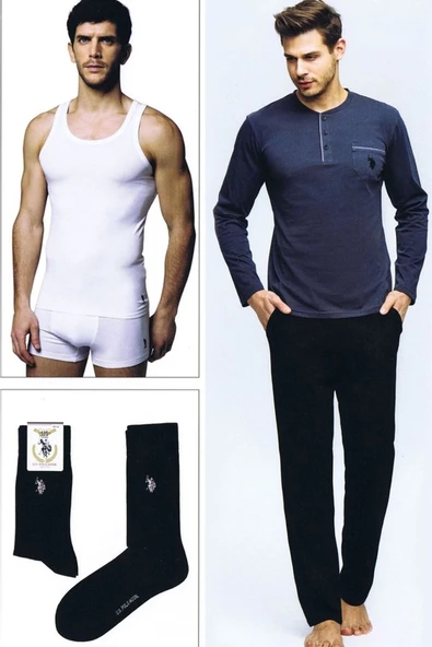 Us Polo 17394 Erkek Uzun Kol Pijama Çeyiz Takımı - 3