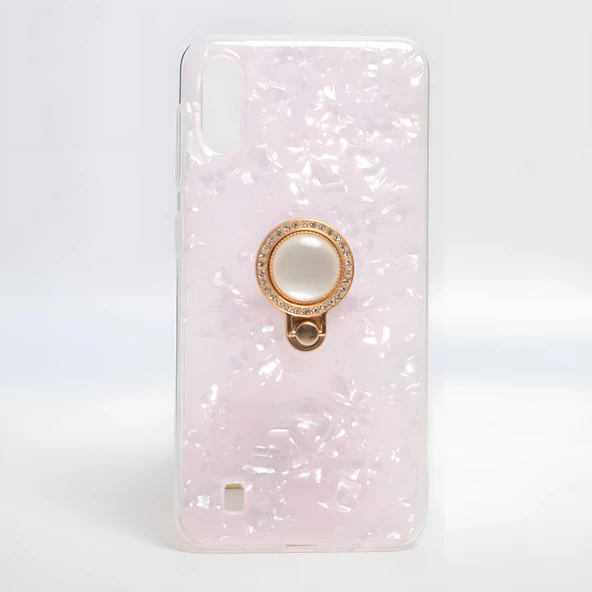 Galaxy A10 Kılıf Parlak Mermer Desenli Yüzüklü Vista Silikon Kılıf - 5