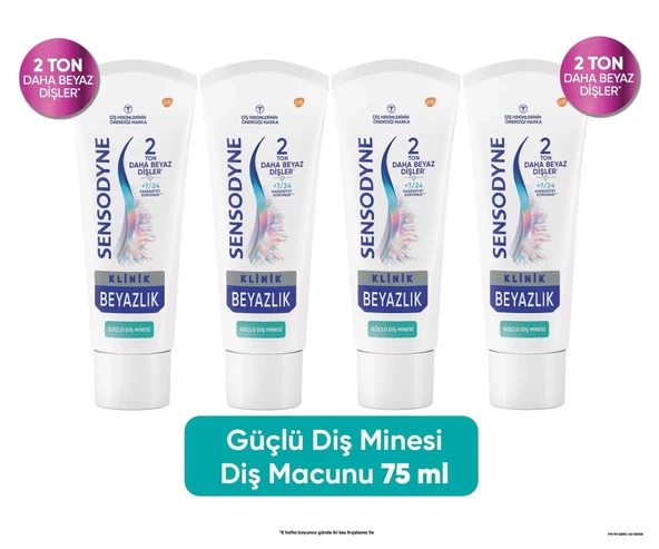 Sensodyne Diş Macunu Klinik Beyazlık Güçlü Diş Minesi 75 ml x 4 ADET