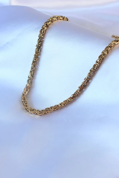 Gold Renk Kral Zincir Model Erkek Kolye - EBJ241012W28504 - Resim 2