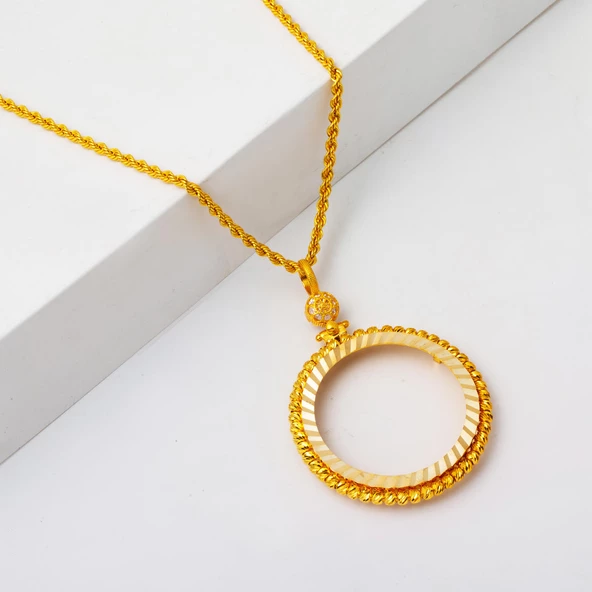 Tam Altın Takılabilen Dorika Kolye - 2