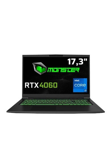 Monster Tulpar T7 V20.8 Intel Core i7 12700H 16GB RAM 500GB SSD RTX4060 Freedos 17.3" FHD 144Hz