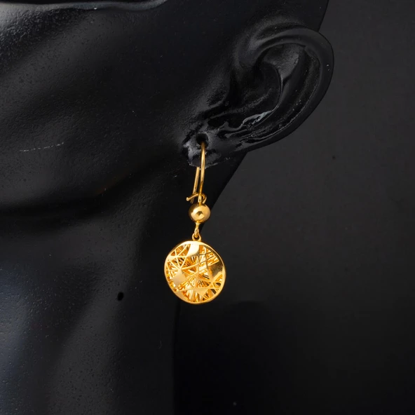 Işıltılı Tasarım 22 Ayar Sallantılı Küpe - Resim 2