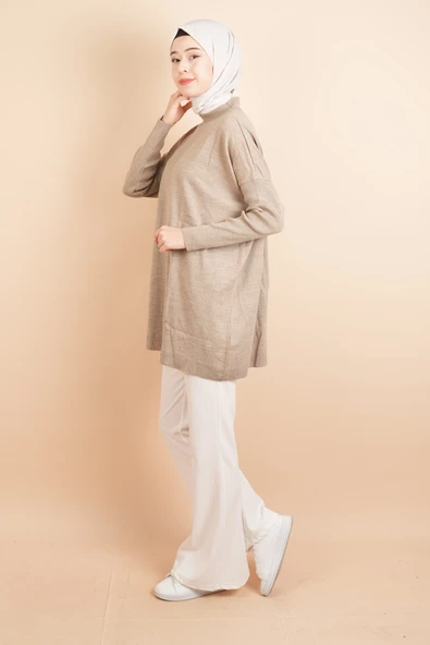 Fitil Kol Yarım Balıkçı Yarasa Kol Kazak Bej - 3