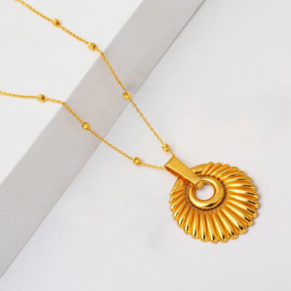 Deniz Kabuğu 22 Ayar Altın Kolye - Resim 2