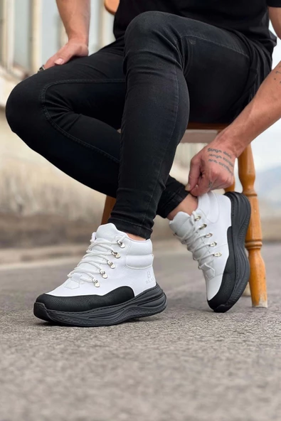 Terzi Bey Tb035 Kömür Beyaz Yüksek Taban Yarım Bilek Bot - 3