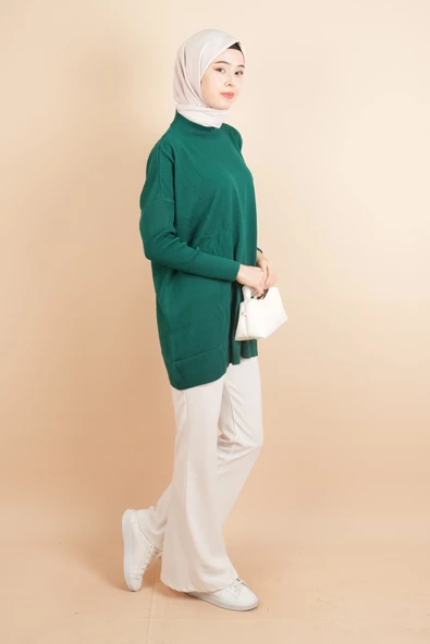 Fitil Kol Yarım Balıkçı Yarasa Kol Kazak Zümrüt - 3