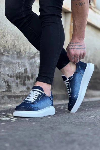 Terzi Bey Tb018 Koyu Mavi Kot Kumaş Erkek Casual Ayakkabı - 3