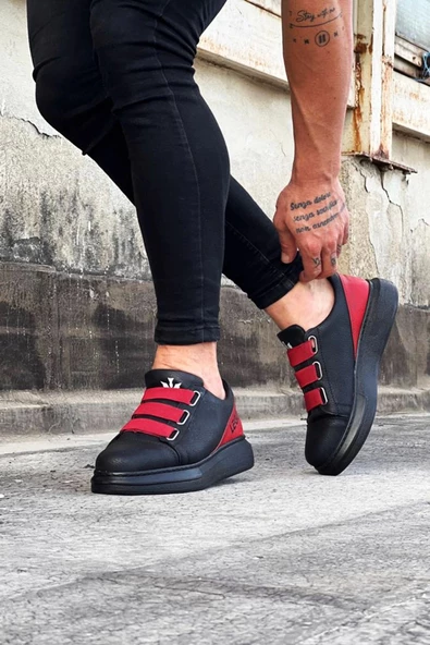 Terzi Bey Tb029 3 Bant Legend Kömür Kırmızı Kalın Taban Casual Erkek Ayakkabı - 3