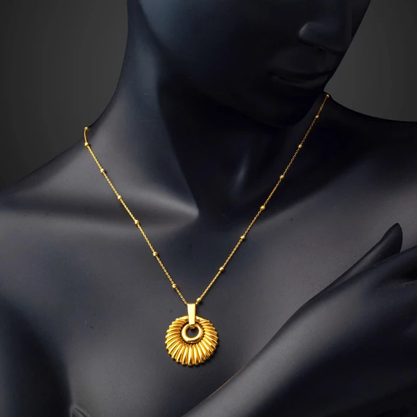 Deniz Kabuğu 22 Ayar Altın Kolye - Resim 4