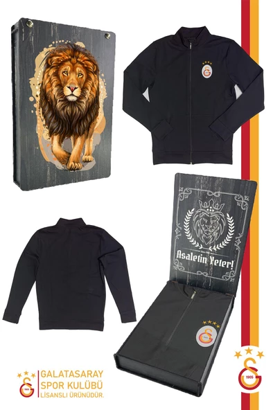 Galatasaray Orijinal Lisanslı Siyah Balıkçı Yaka Sweat Hediyelik Ahşap Kutulu ürün görseli