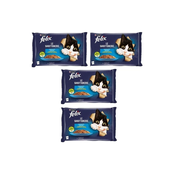 Felix Multipack Somonlu ve Ton Balıklı Yetişkin Kedi Yaş Maması 4X85GR  x 4 Adet