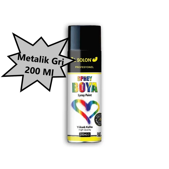 5 Adet Metalik Gri Sprey Boya 200 Ml - 2
