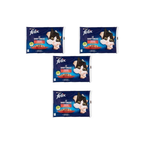 Felix Multipack Sığır ve Tavuk Etli Yetişkin Yaş Kedi Maması 4X85GR x 4 Adet