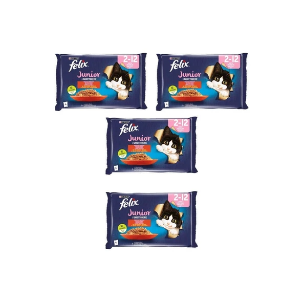 Felix Multipack Sığır ve Tavuk Etli Yavru Kedi Yaş Maması 4X85GR x 4 Adet