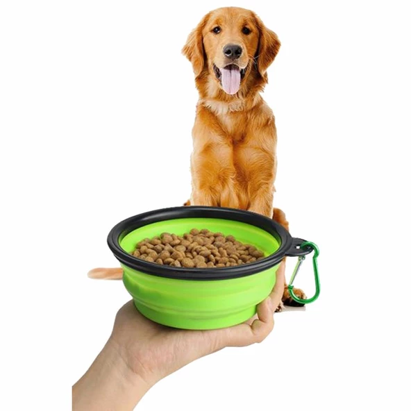 Kedi Köpek Mama Su Kabı Katlanabilir Taşınabilir Evcil Hayvan Pratik Yeşil Mama Su Kabı - 7