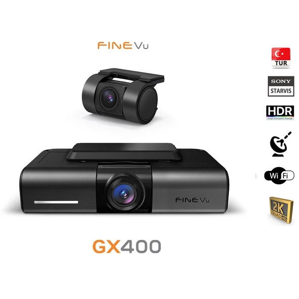 FineVu GX400 QHD 2K Wi-Fi Türkçe 2 Kameralı Araç Kamerası - 2
